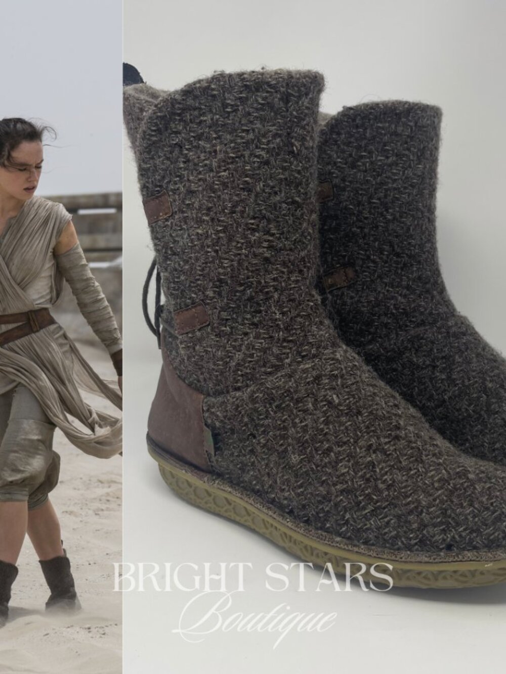 Rare Original PO-ZU Brown Boots ASO Rey Star Wars The Force Awakens Cosplay